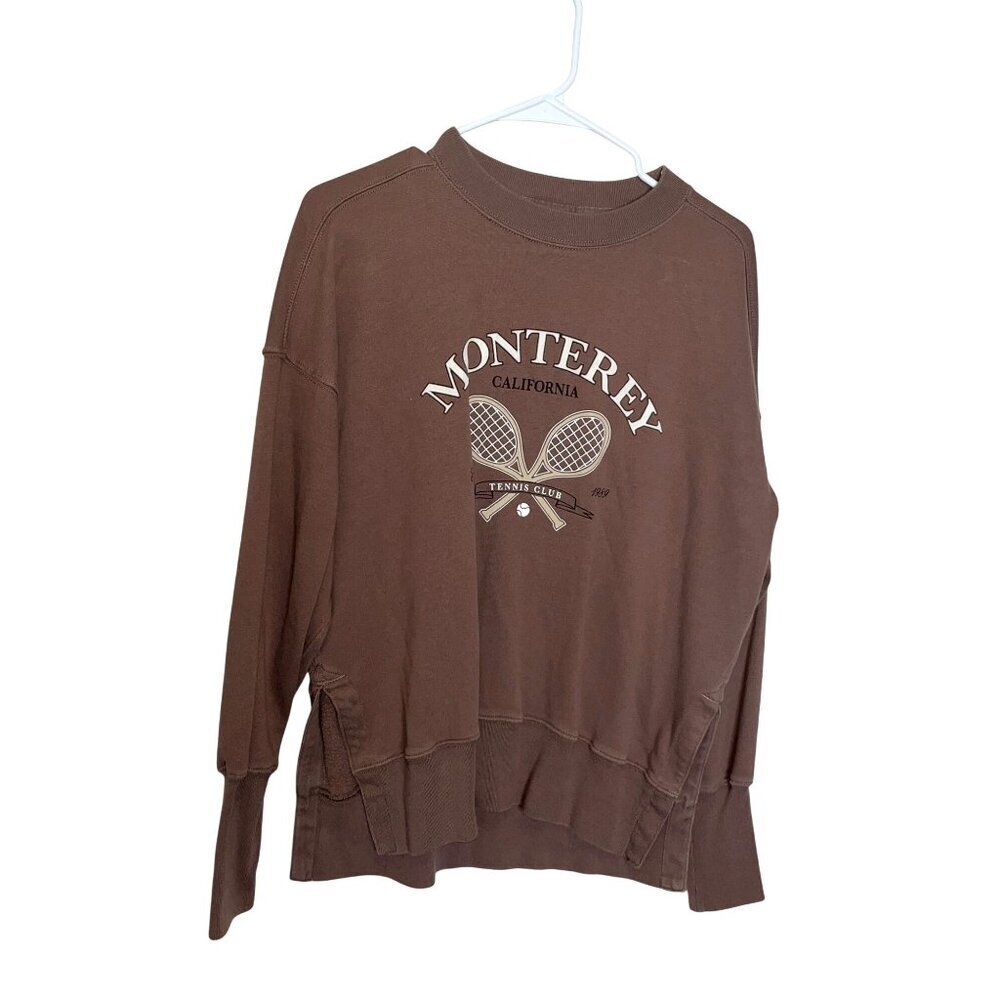 Abercrombie & Fitch Monterey Tennis Club Graphic Sweatshirt Brown XS